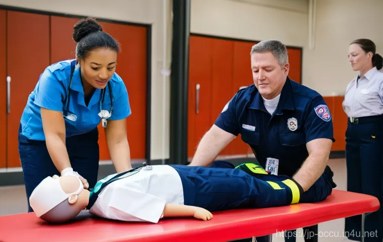 응급구조사와 출동 준비 과정 - **Prompt:** "A highly realistic, dynamic image of multiple fully clothed paramedics in modern emerge... 응급구조사와 출동 준비 과정 - **Prompt:** "A highly realistic, dynamic image of multiple fully clothed paramedics in modern emerge...