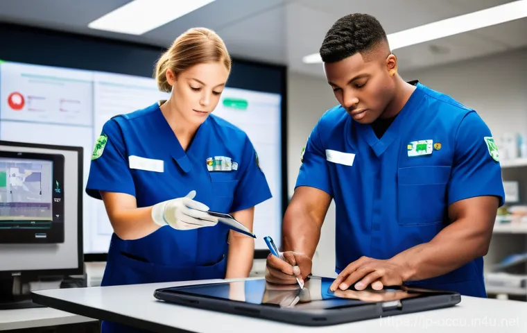 응급구조사와 의료 분쟁 예방 - **Prompt:** A compassionate female emergency medical technician (EMT) in a clean, modern ambulance, ... 응급구조사와 의료 분쟁 예방 - **Prompt:** A compassionate female emergency medical technician (EMT) in a clean, modern ambulance, ...