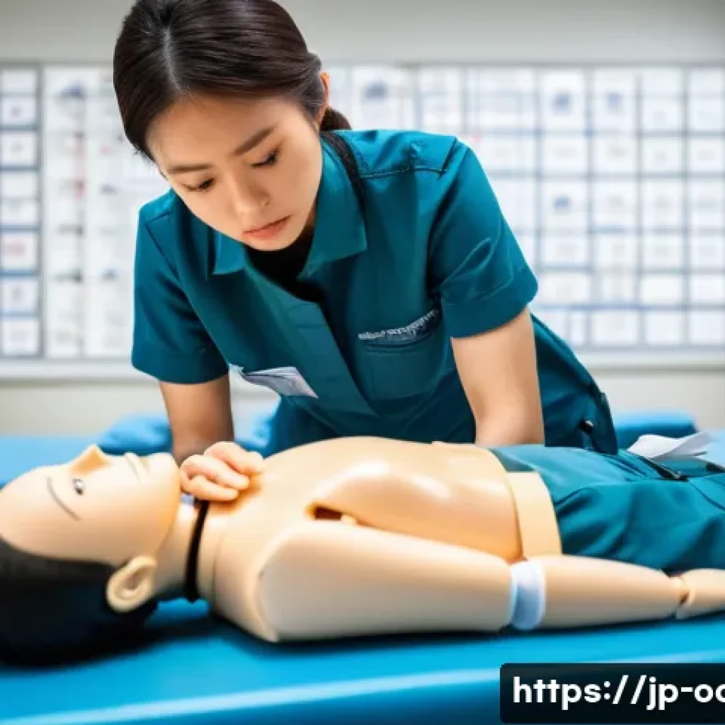 응급구조사 자격증 취득 방법 - **Prompt:** A determined young Japanese female emergency medical technician (EMT) student, in her ea...