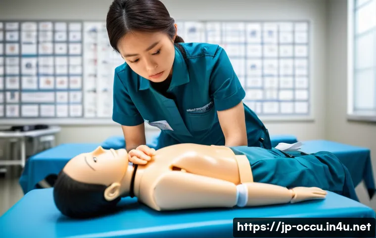 응급구조사 자격증 취득 방법 - **Prompt:** A determined young Japanese female emergency medical technician (EMT) student, in her ea...