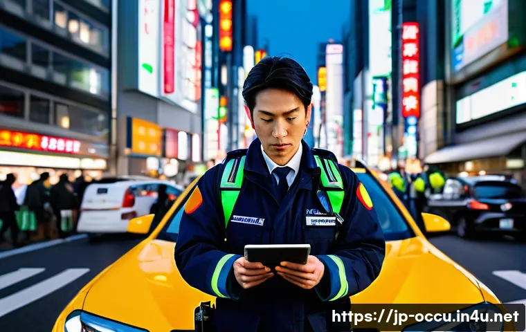 응급구조사 근무 지역별 특징 - A dynamic urban emergency scene featuring a Japanese paramedic in full uniform and protective gear, ...