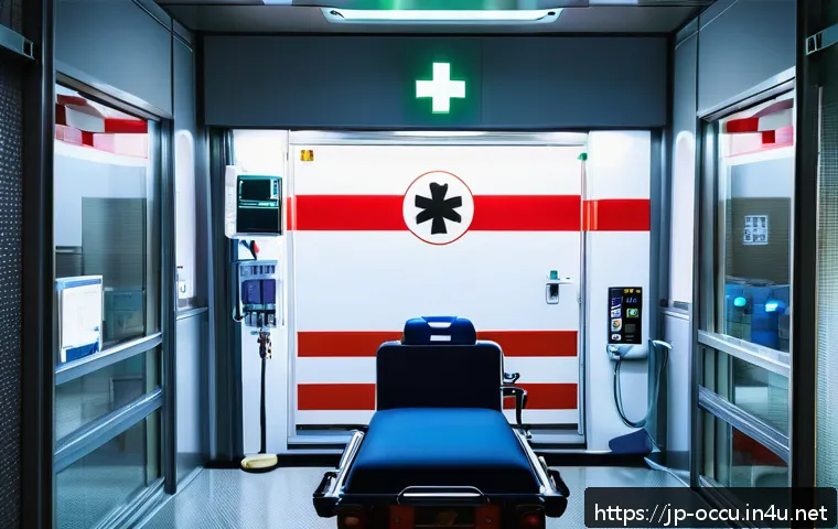 응급구조사 직무 재교육 프로그램 - A dynamic emergency medical training scene in a modern Japanese ambulance station, featuring paramed...